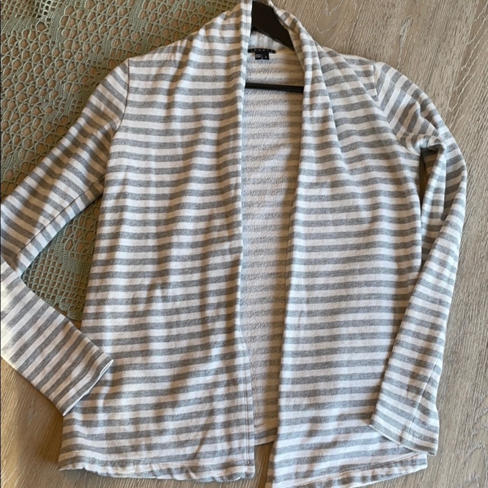 Theory creme and gray cardigan sweater